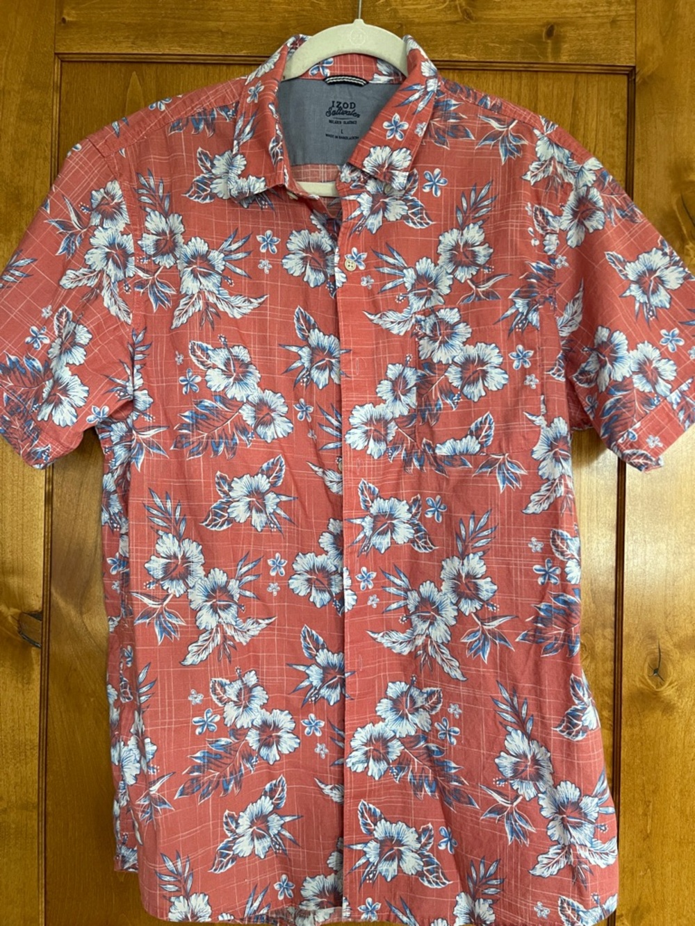 Izod Coral Floral Camp Collar Button-Down Shirt